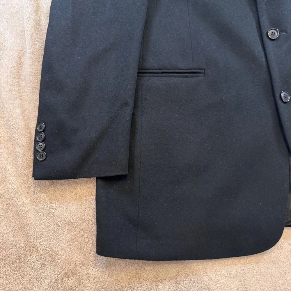 Executive 100% Cashmere Italian Fabric Blazer Jacket Black Sport Coat  SZ 44L